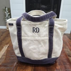 Lands End Canvas Tote Bag with Navy Accents